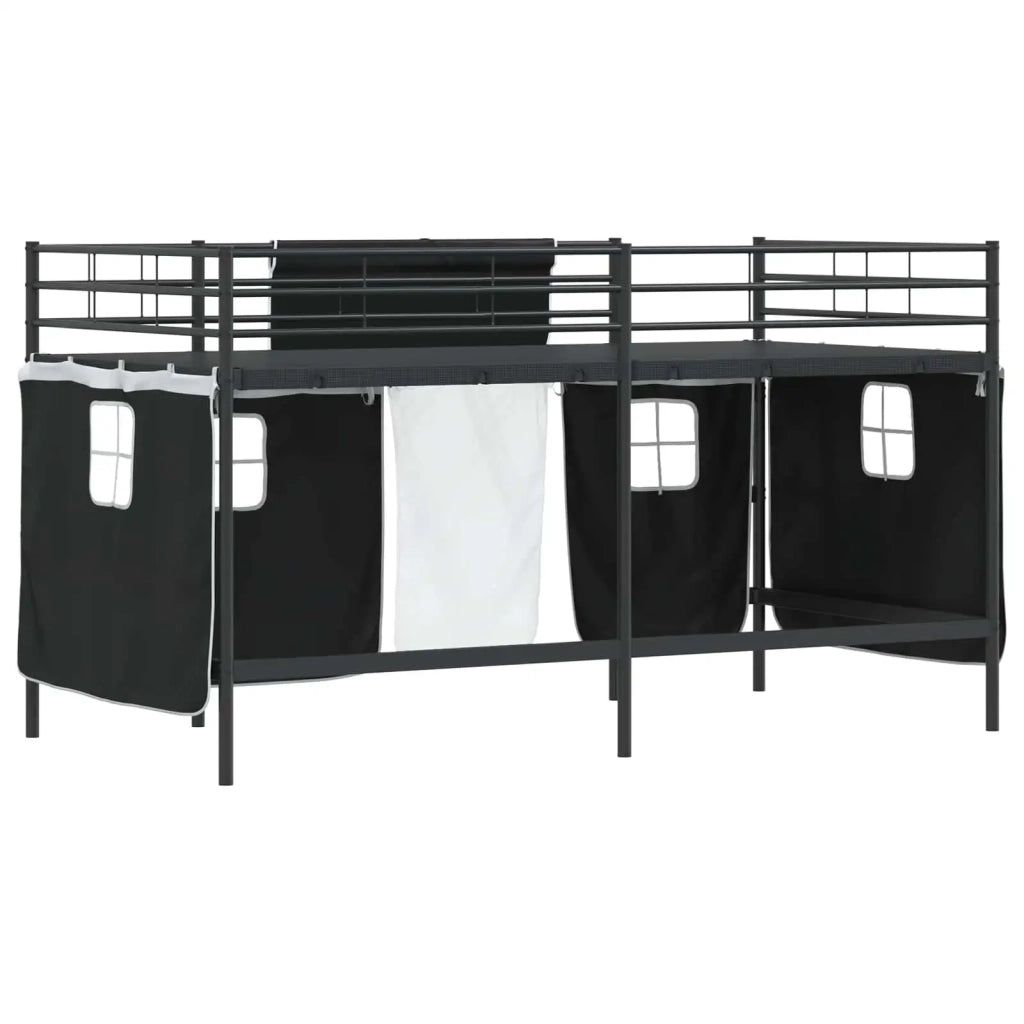 Struttura del Letto Loft per Bambini con Tendine Nero 42020790