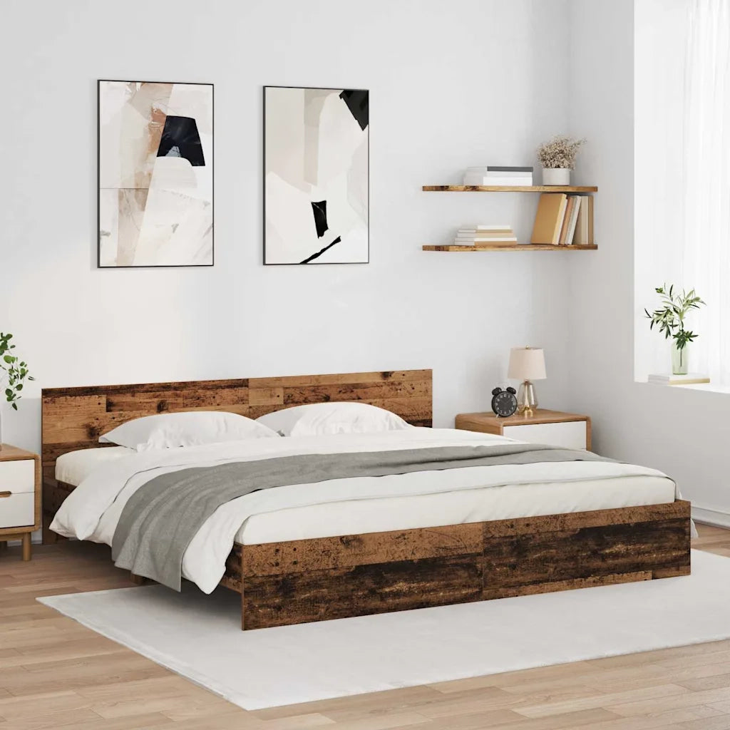 Letto matrimoniale | Letto per adulti | Struttura del letto con testiera Legno vecchio 180 x 200 cm
