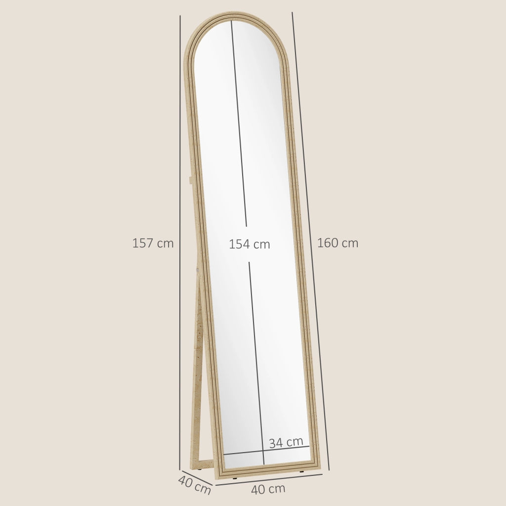 Specchio da Terra Arcuato ¨C Xylo ¨C Effetto Pietra Beige 40x160cm