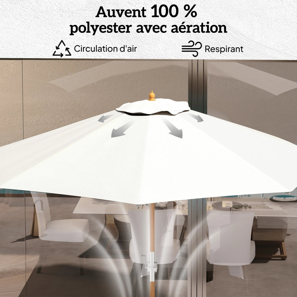 Ombrellone da giardino rotondo ¨C Minimal ¨C beige, legno, ? 2,7 m