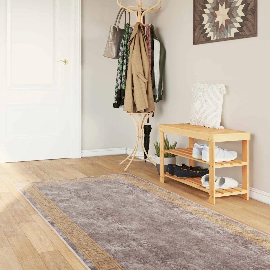 Runner Tappeto MARSA Grigio 100 x 300 cm Poliestere e PVC 42023362