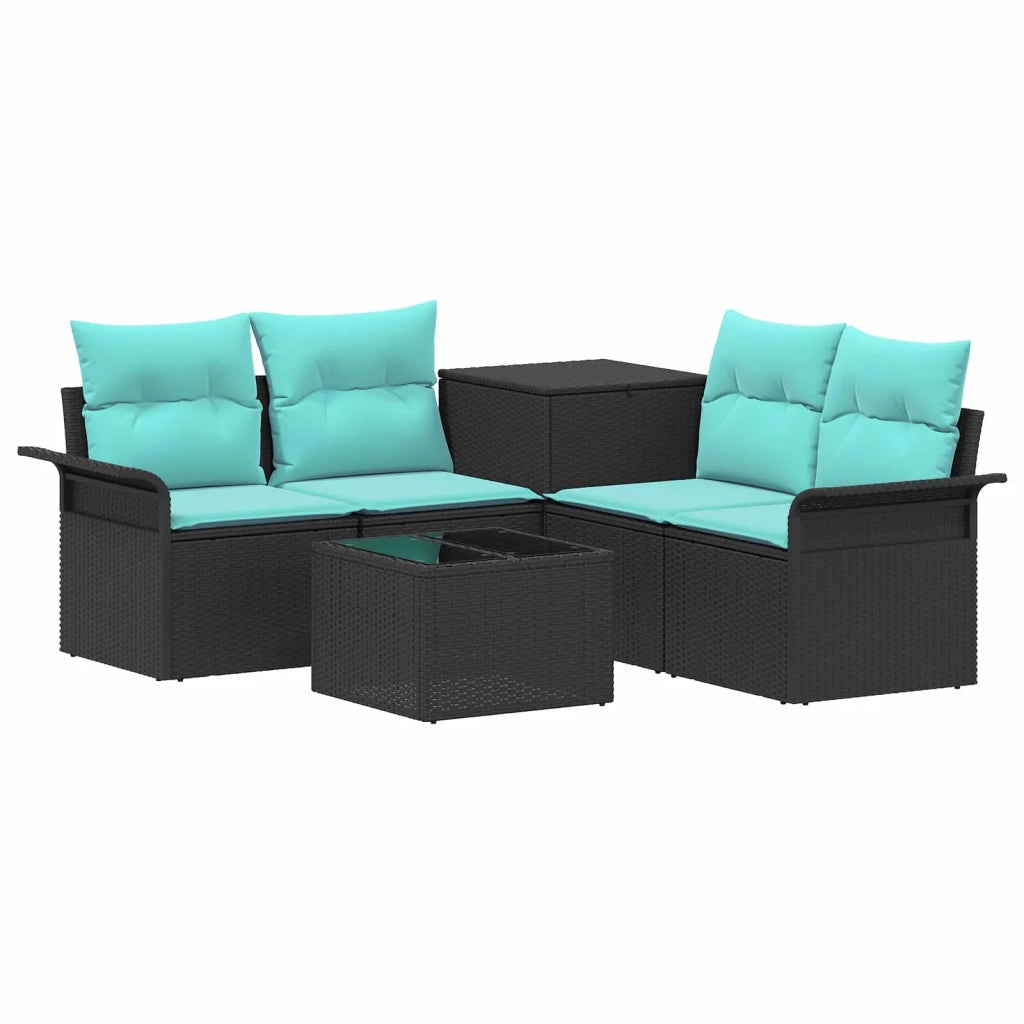 Set di divani 6 pcs 4-Numero di posti Nero e Blu 3447069
