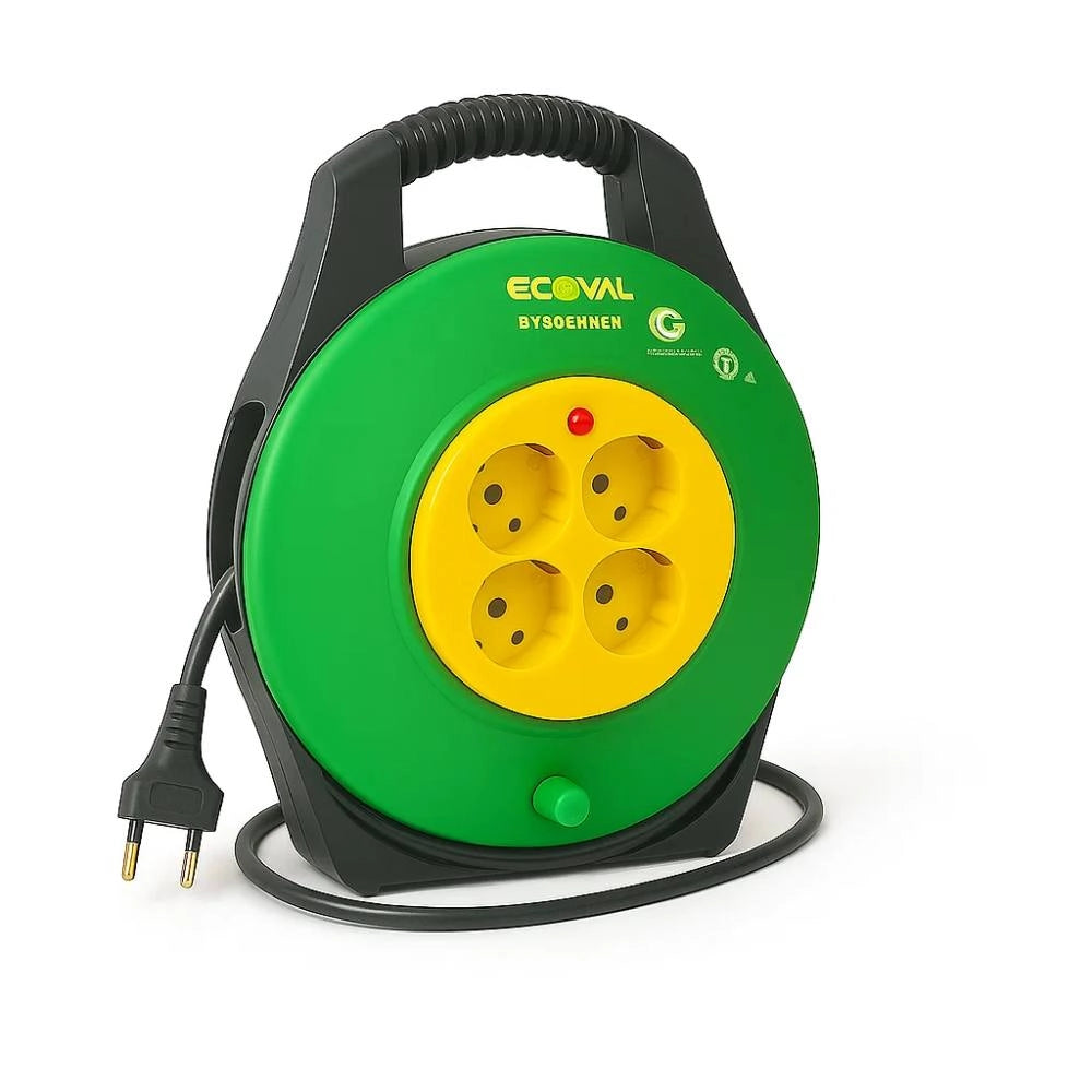 Avvolgicavo ecova 32116 con 4 prese universali e disgiuntore termico