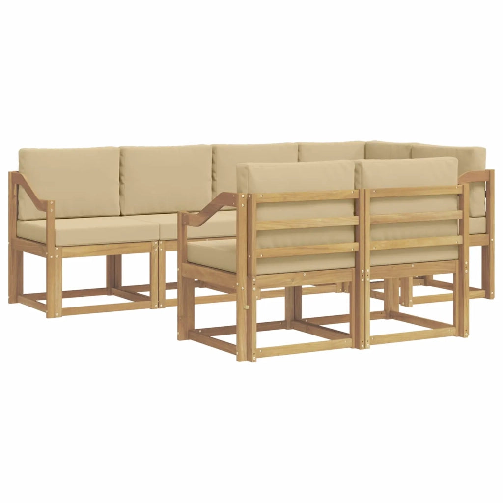 Set di divani da esterno 7 pz Bianco e Beige Poliestere 3387787