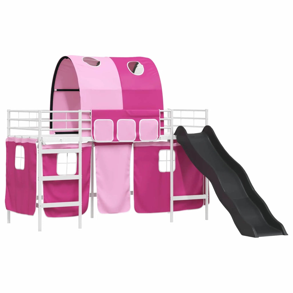 Struttura del letto loft per bambini Bianco e Rosa Metallo