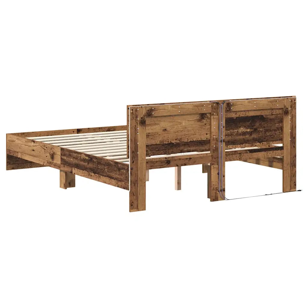 Letto matrimoniale | Letto per adulti | Struttura del letto con testiera Legno vecchio 150 x 200 cm