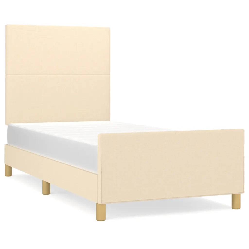 Letto singolo | Letto per adulti | Giroletto senza Materasso Crema 90x190 cm in Tessuto