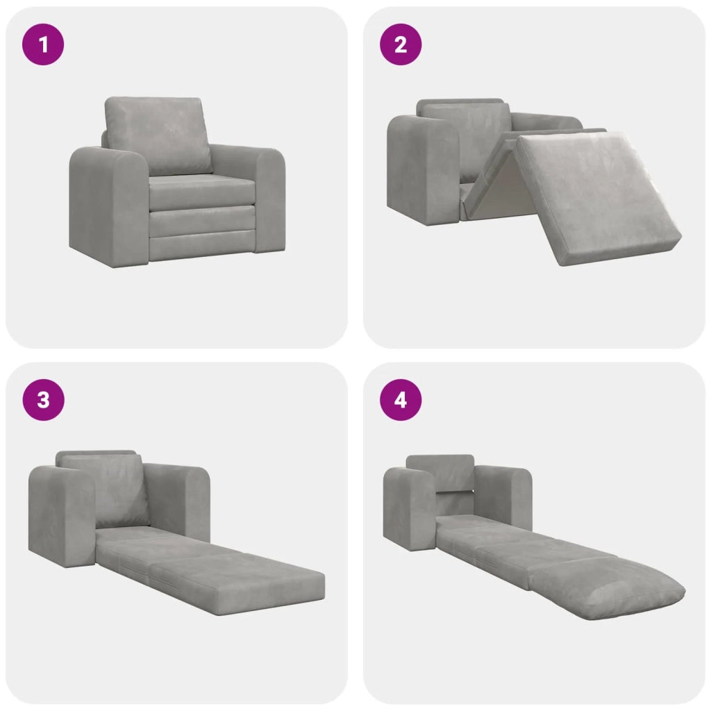 Divano letto Grigio chiaro 98 x 71 x 83 cm Velluto 4106666