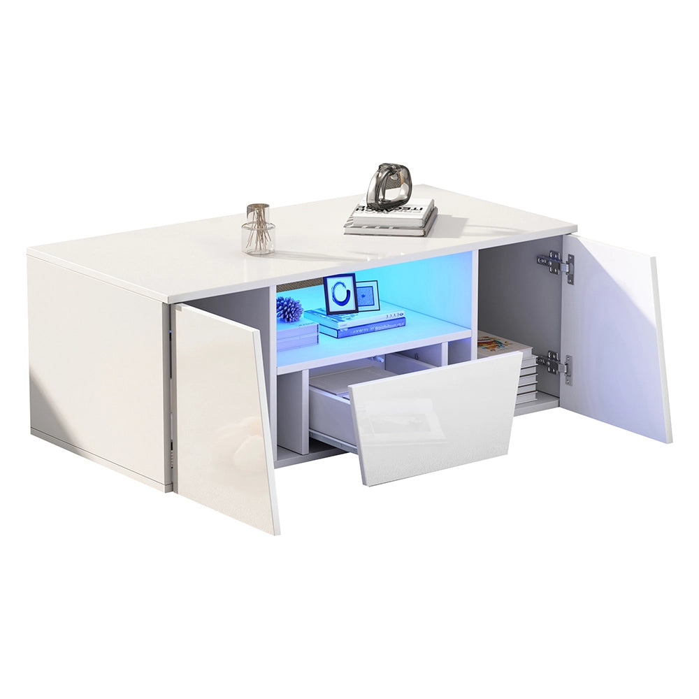 Tavolino irregolare - Xylo - 100x50cm LED 2 armadi bianco