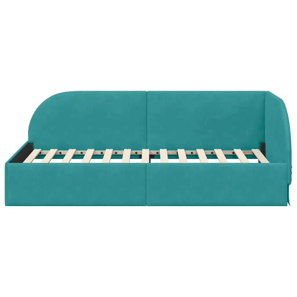 Cornice del letto ad angolo Turchese 100 cm x 200 cm Velluto