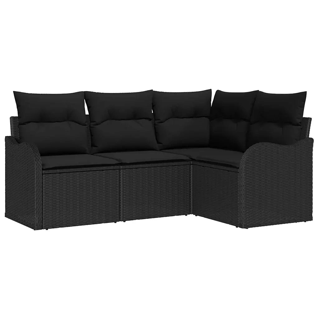 Set Divano da Giardino Nero polyrattan