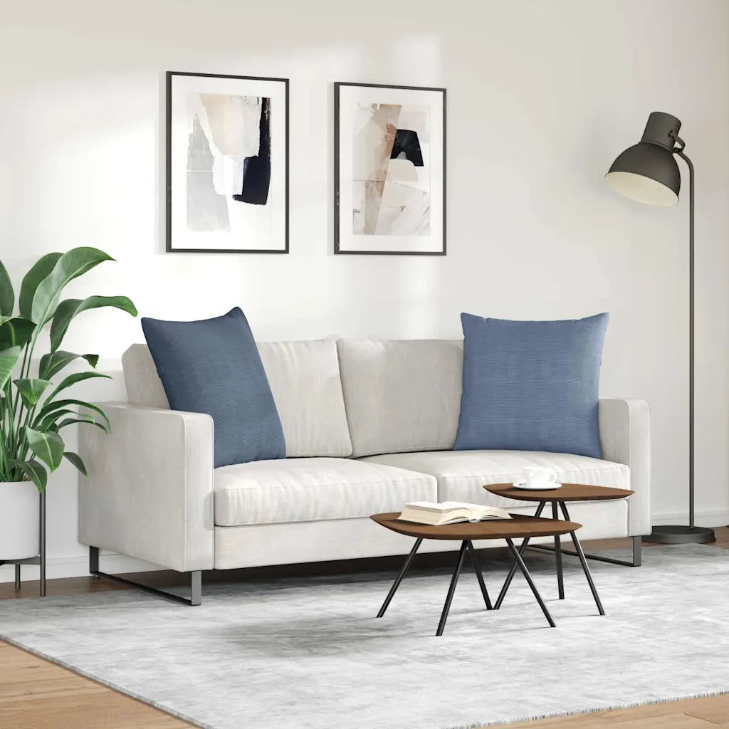 Cuscini da Divano 2 pz | Cuscini per sedie Blu 60 x 60 cm Tessuto in Cords