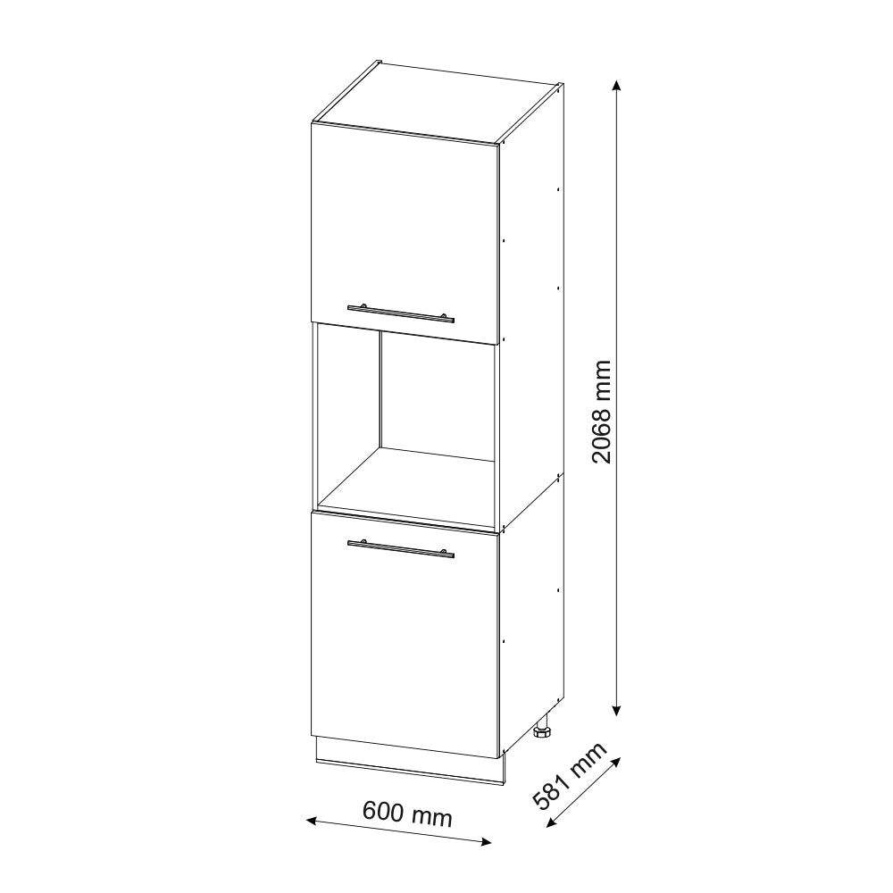 Vicco Mobile per forno da incasso Antracite-oro 60 cm aperto