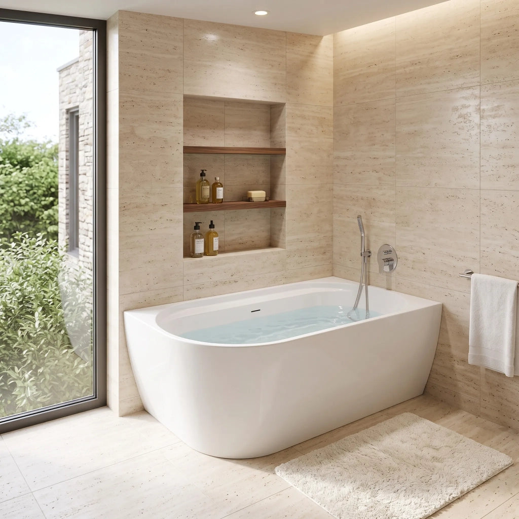 Vasca Bagno Rea Marion Right 170cm Copritappo bianco