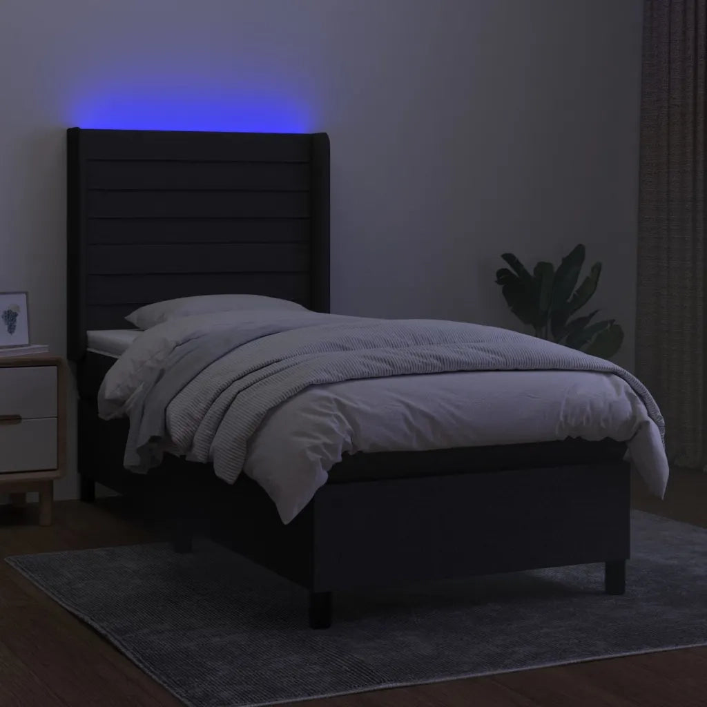 Letto a Molle con Materasso e LED Nero 80x200 cm in Tessuto 3138351