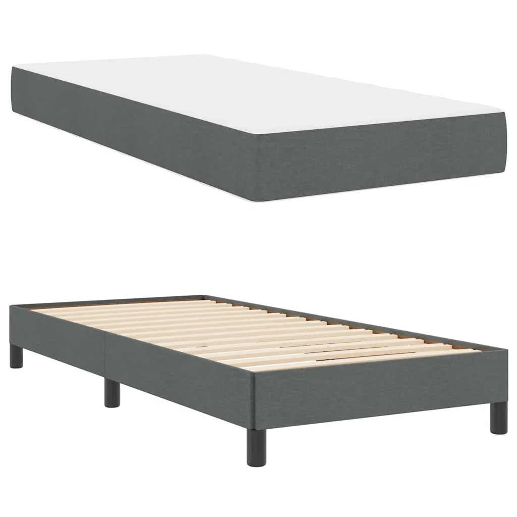 Letto a molle con materasso Grigio scuro 90 x 200 cm Tessuto 3398459