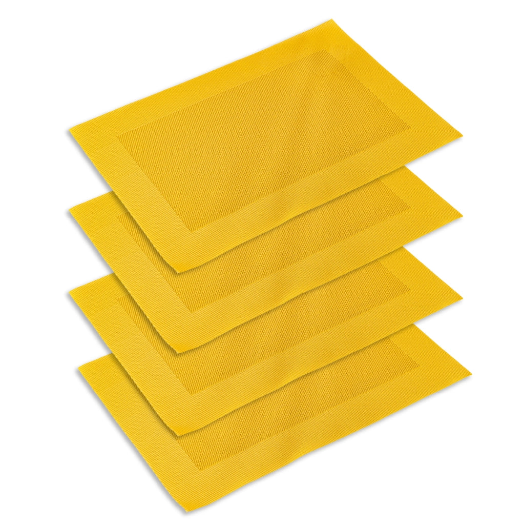 Set 4 Tovagliette Americane 45x30 cm in PVC Intrecciato, Lavabili e Riutilizzabili, Sottopiatto Rettangolare per Tavola Cucina e Sala da Pranzo  Senape