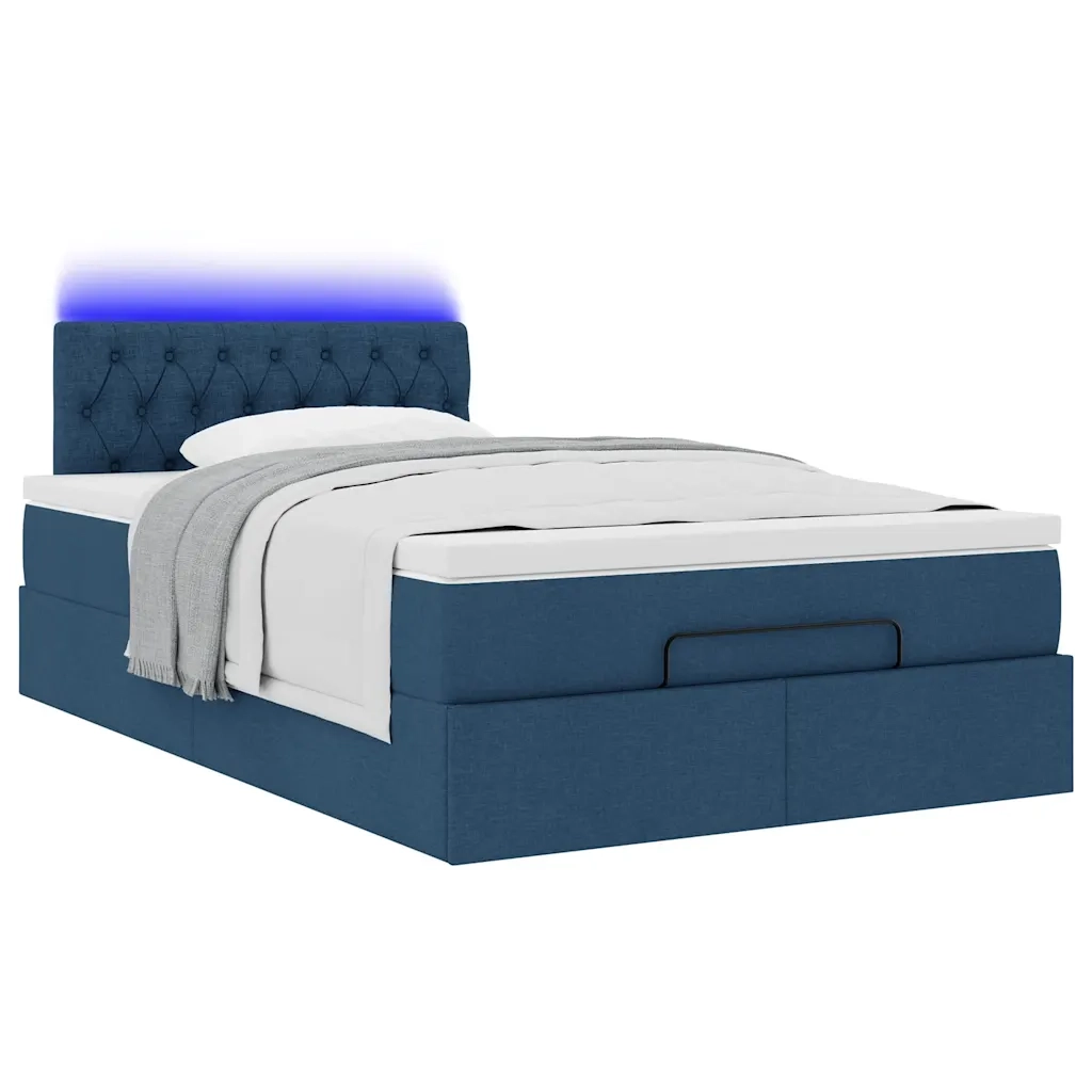 Pouf Letto con Materasso e LED Blu 120x190cm in Tessuto 3312380