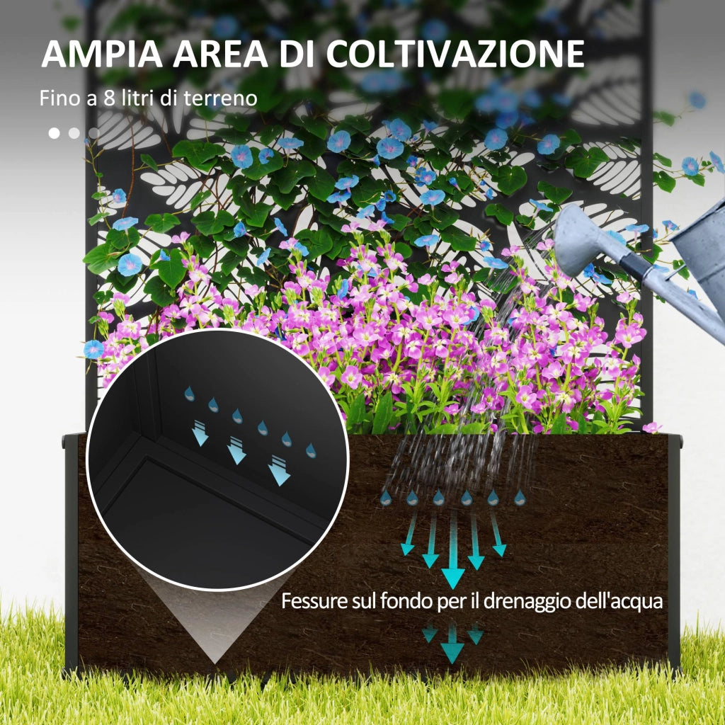 Fioriera Rialzata con Traliccio ¨C Minimal ¨C Nero 61x23x113 cm