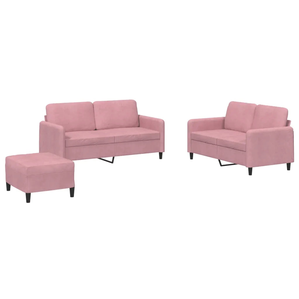 Set di Divani 3 pz Rosa in Velluto 3201987