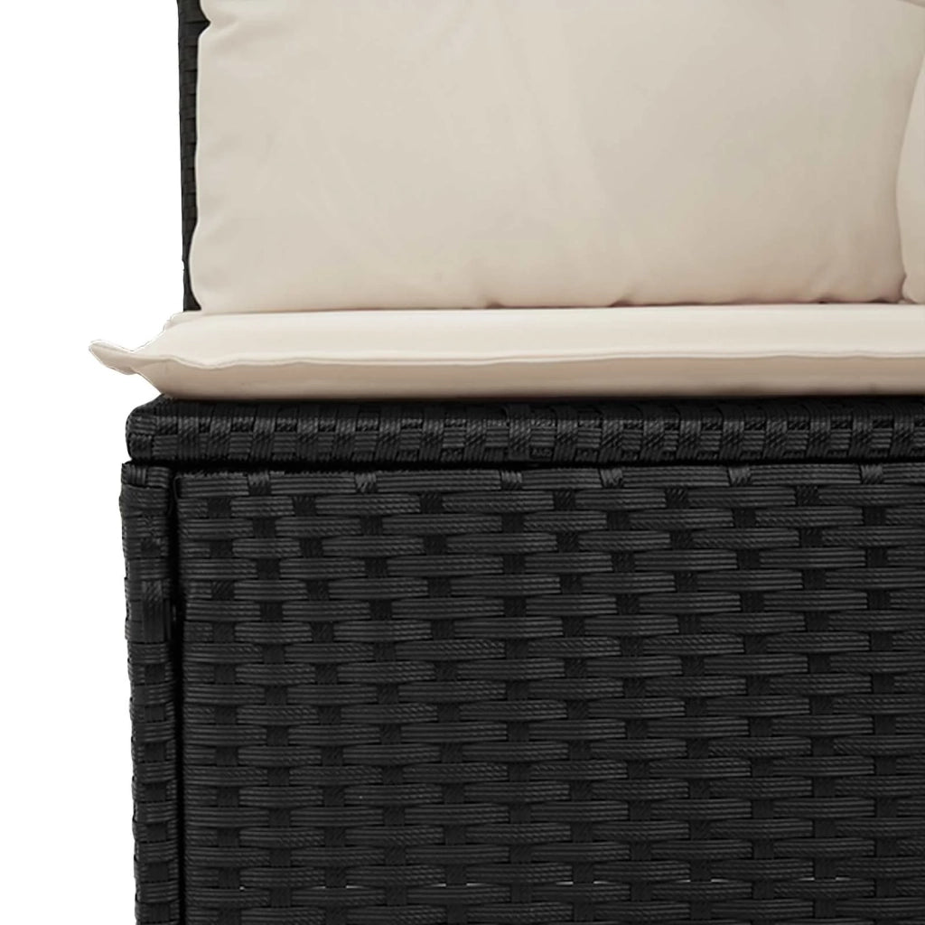 Divano da giardino con cuscino Nero e Bianco Crema polyrattan 3394476
