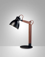 Lampada da Tavolo Sveva in Metallo e Legno Nero/Noce, Attacco E27, Design Elegante, Ideale per Illuminazione d'Interni, 230V, Classe II