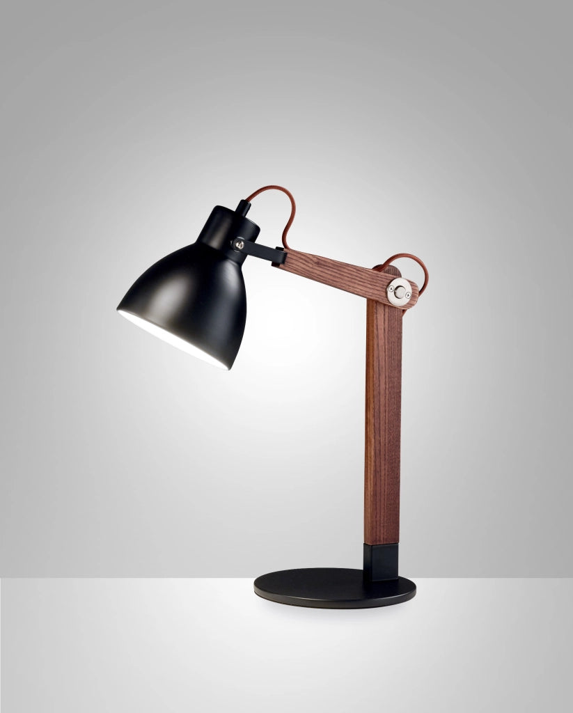 Lampada da Tavolo Sveva in Metallo e Legno Nero/Noce, Attacco E27, Design Elegante, Ideale per Illuminazione d'Interni, 230V, Classe II