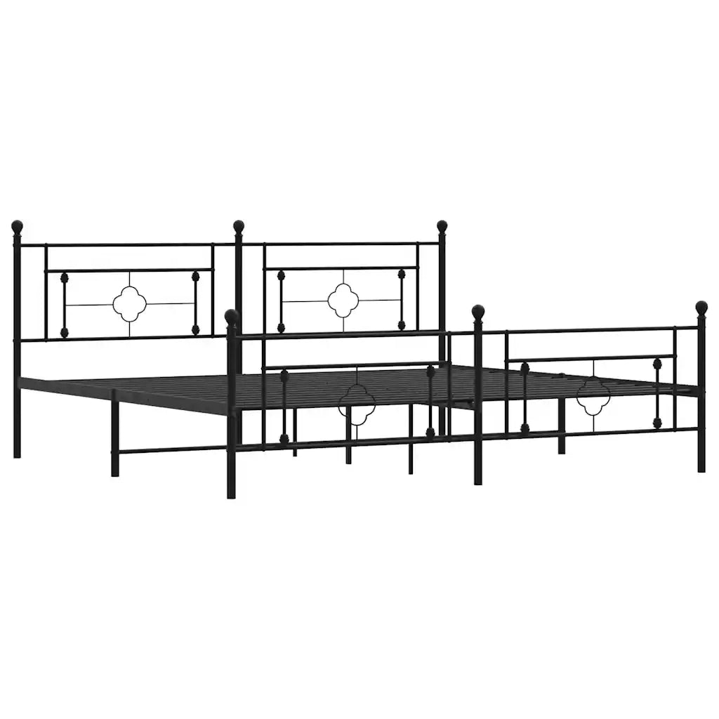 Giroletto con Testiera e Pediera Metallo Nero 193x203 cm 374363