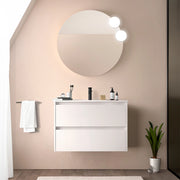 Mobile bagno sospeso 80 cm bianco lucido con lavabo ad incasso Gaya