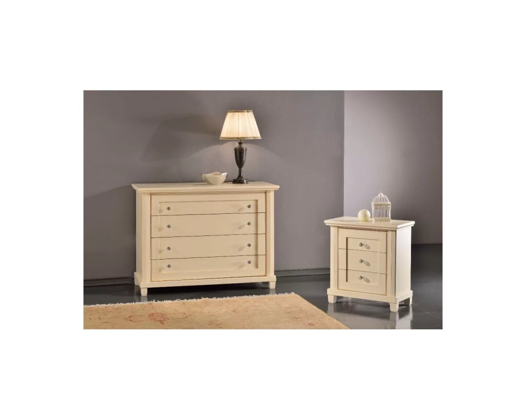 1 como' 2 comodini classico in legno colore avorio - Mobili 2G