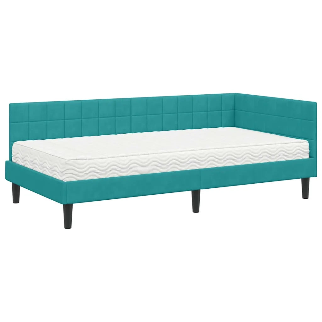 Struttura Letto Angolare con Materasso Turchese 90 x 190 cm 3393976