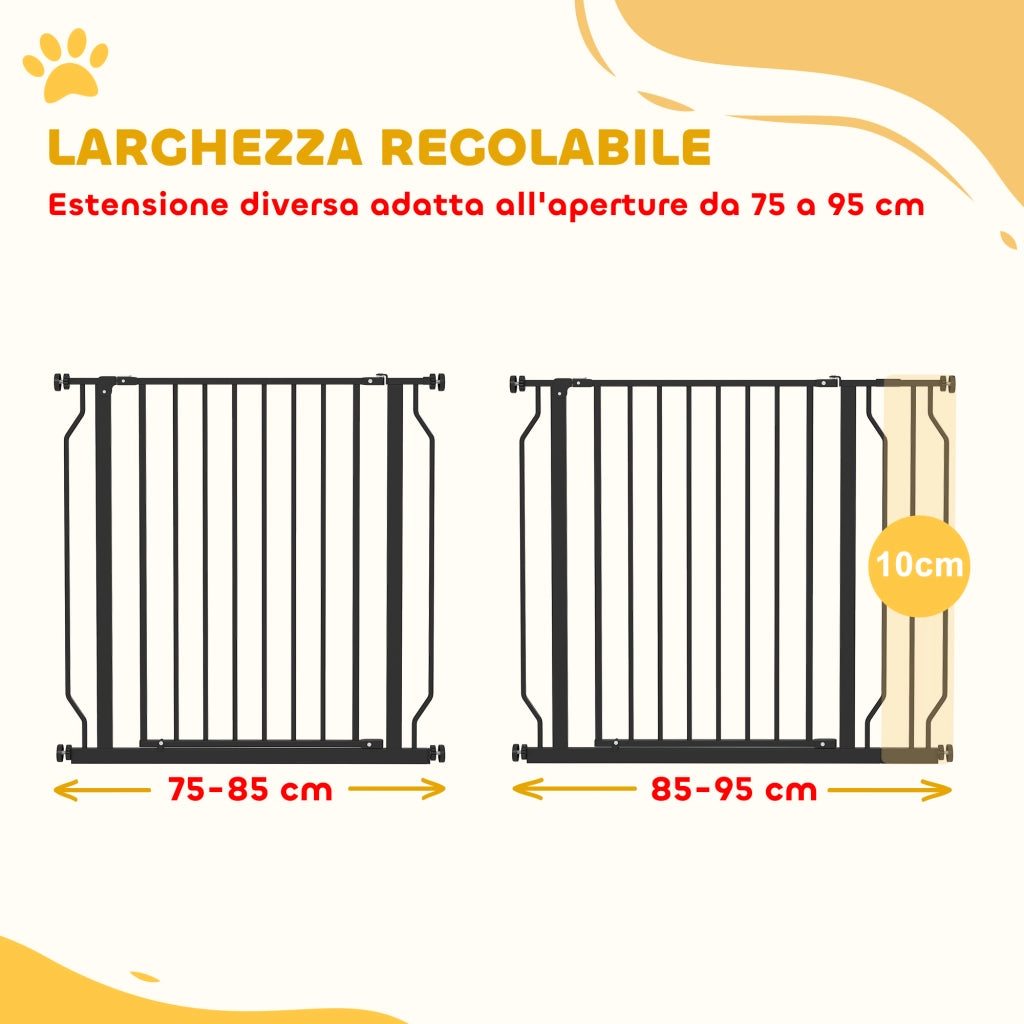 Cancello di Sicurezza per Cani Estensibile ¨C Minimal ¨C Nero, Acciaio e ABS, 75-95x76 cm