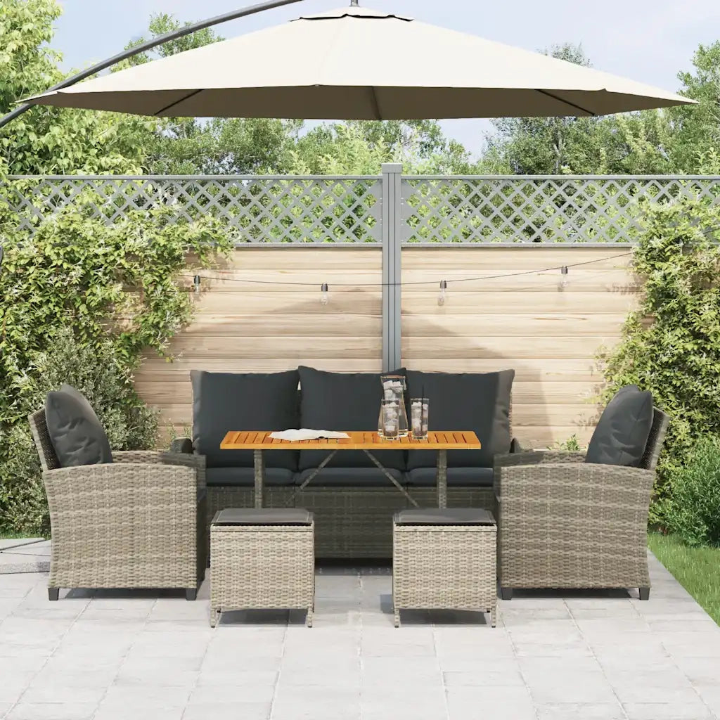 Set Divano da Giardino 6pz con Cuscini Grigio Chiaro Polyrattan 3324589