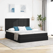Letto con luci a strisce a LED Nero 180 x 200 cm Velluto