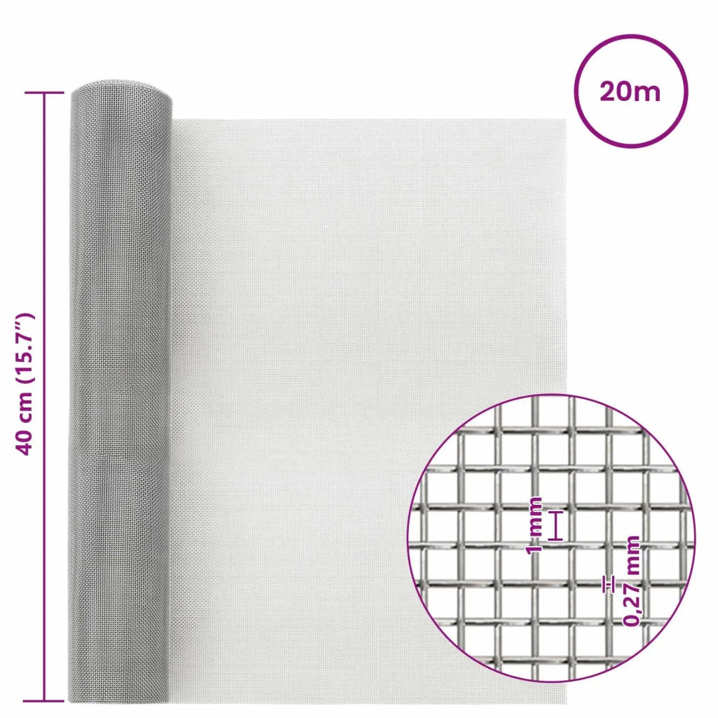 Rete per schermatura 40 x 2000 cm 20 Mesh Argento 42039532