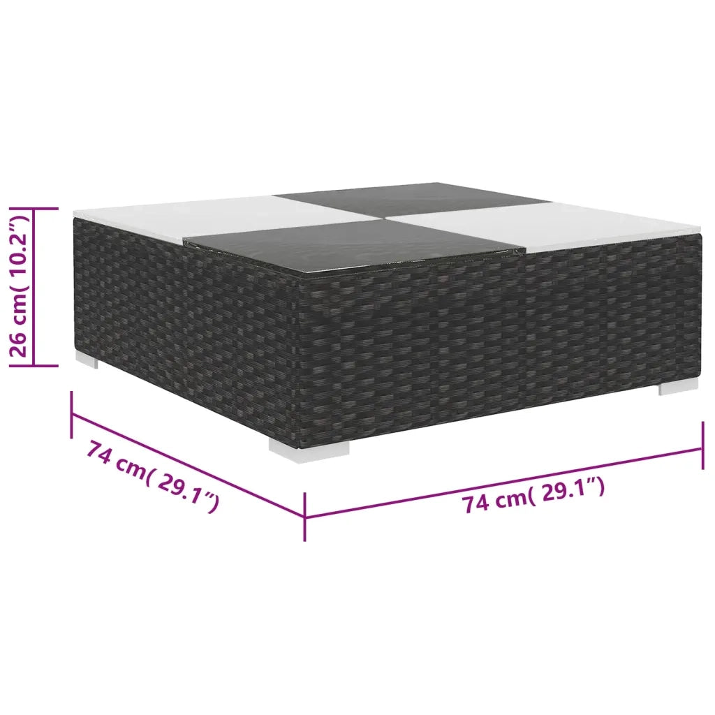 Set Divani da Giardino 6 pz con Cuscini in Polyrattan Nero cod mxl 35326