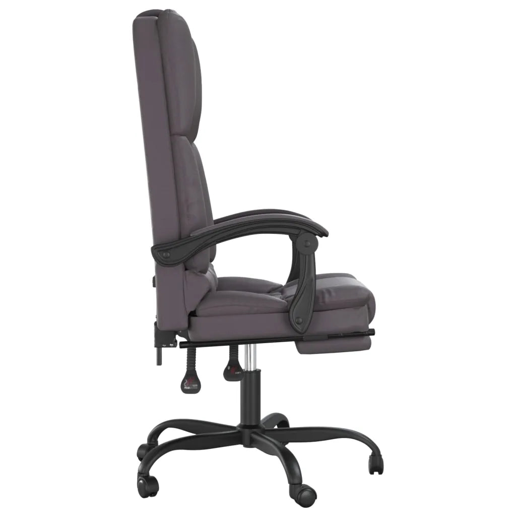 Poltrona da Ufficio Massaggiante Reclinabile Grigio Similpelle 349689