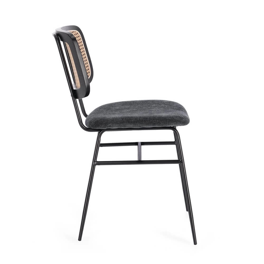 Set di 2 Sedie con Seduta Imbottita e Schienale Effetto Rattan - VIVIANA