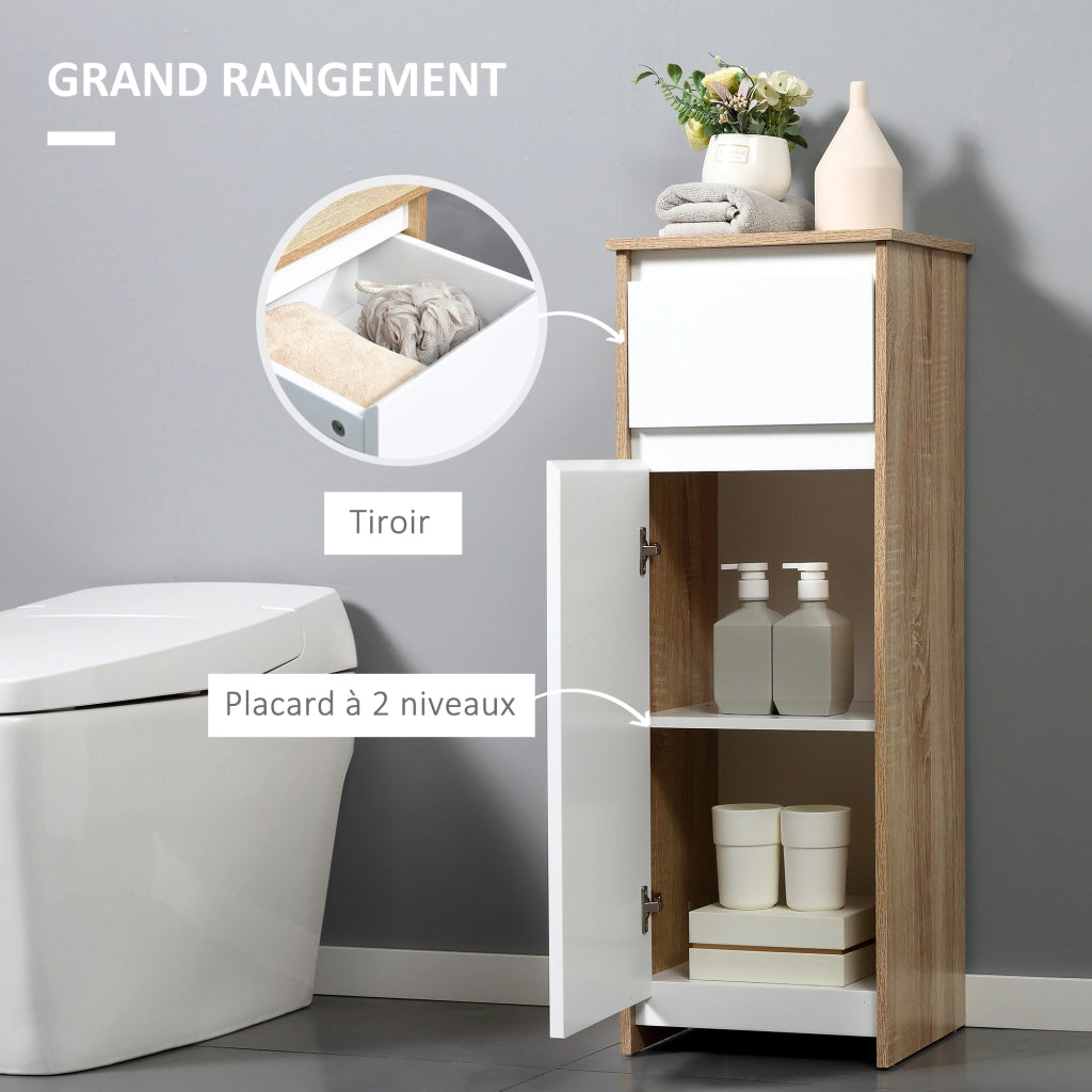 Mobile bagno colonna salvaspazio ¨C Xylo ¨C bianco legno 1 cassetto 1 anta 32x30x90 cm