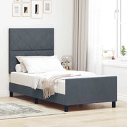 Letto a molle con testiera Grigio scuro 100 x 200 cm Velluto 3344988