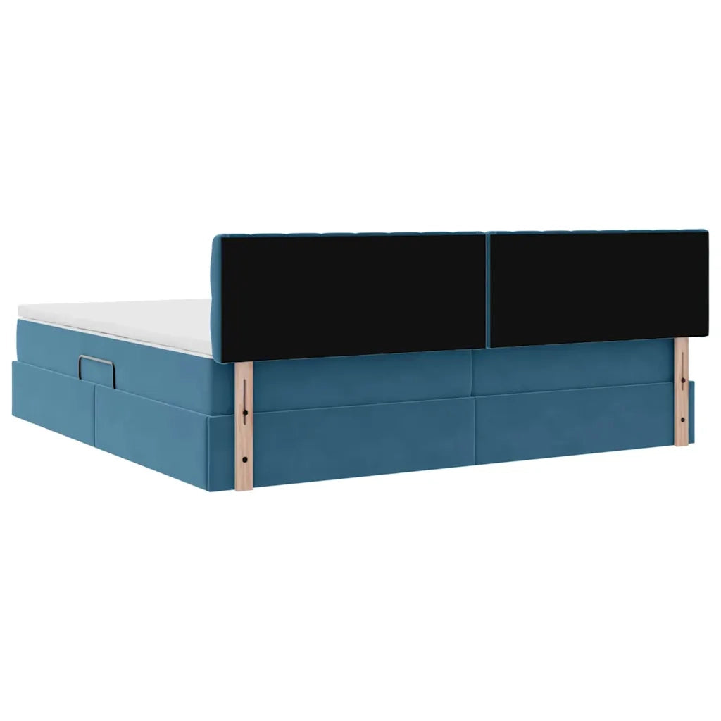 Letto con Contenitore Blu Scuro 200 x 200 cm Velluto 3370843