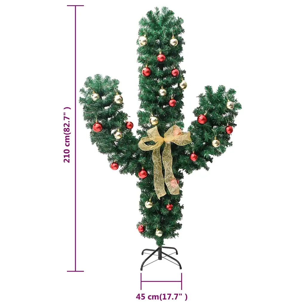 Cactus di Natale con Base e LED Verde 210 cm PVC 344657