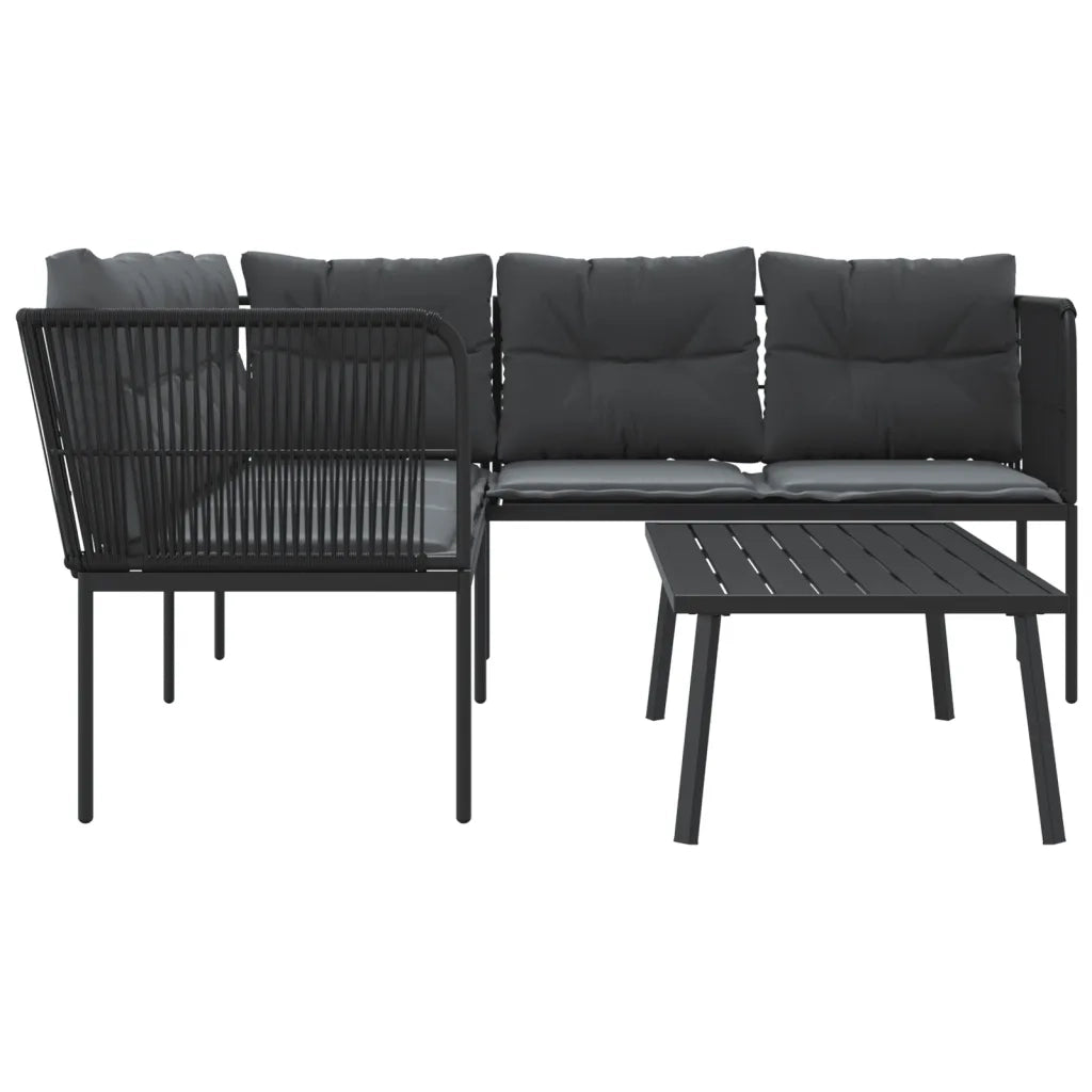 Set Divano da Giardino con Cuscini Nero Acciaio e Textilene 3283745