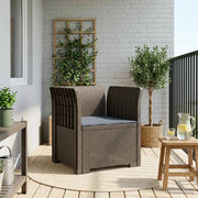 Poltrona a 1 Posto con Cuscino Aspetto Rattan PP Grigio Chiaro 8011867
