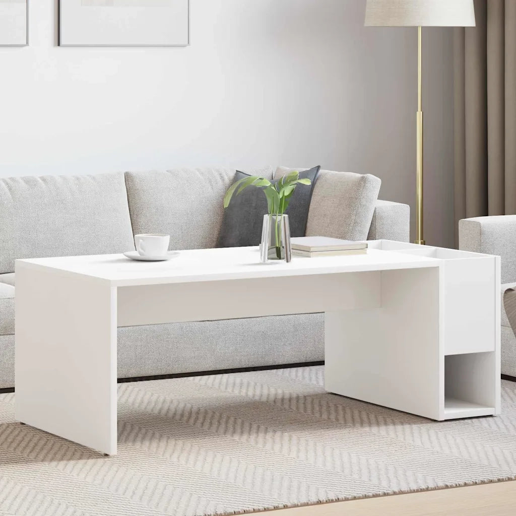 Tavolino da salotto | Tavolino da caff¨¨ | Tavolino da Soggiorno Bianco 101,5 x 50 x 37 cm Legno multistrato
