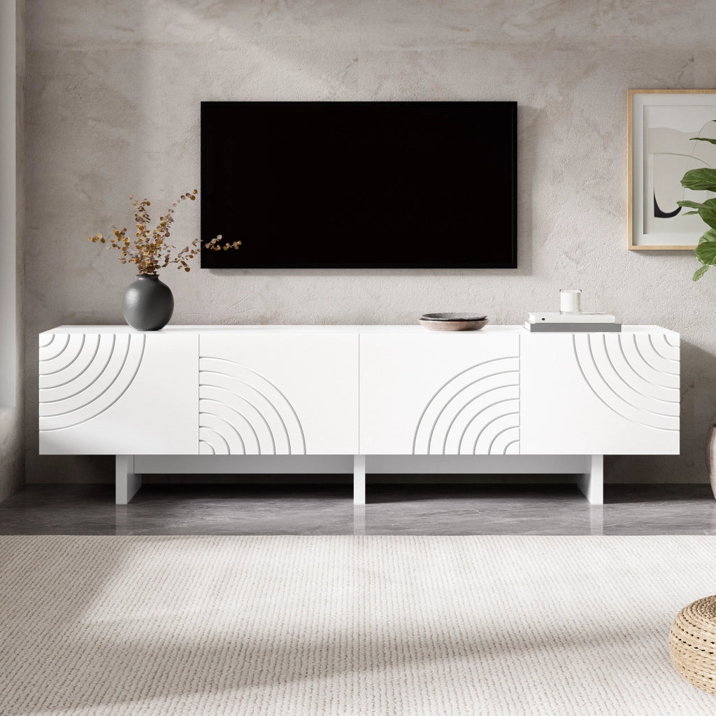 Cassettiera TV bianca in MDF e truciolare; lunghezza 170 cm