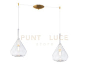 SOSPENSIONE OTTONE SAT. 2 LUCI SPOSTABILE VETRI TRASPARENTE 1177OS-S2 S-TR