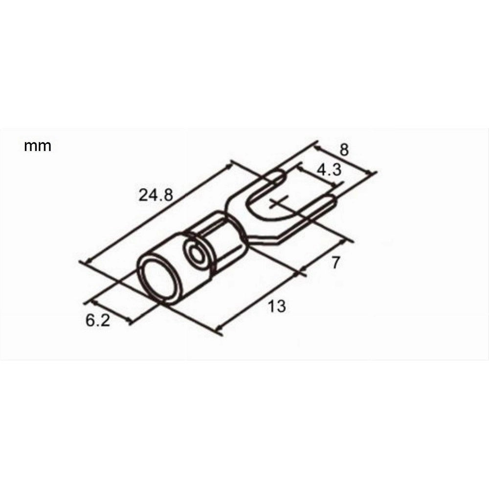 Trade Shop - Set 100pz Capicorda A Forcella A Crimpare Per Cavi 2.5 - 4mm² Isolato M4 Sv3.5-4 - Blu