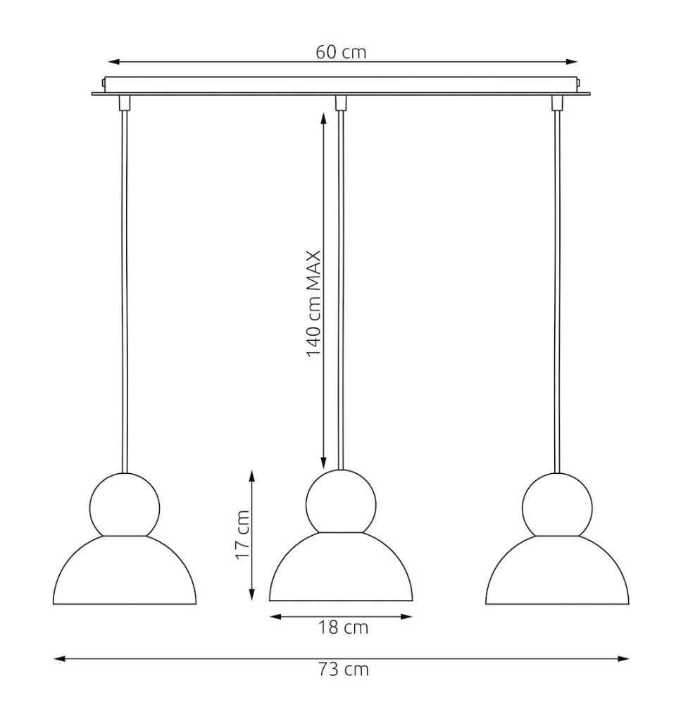 Lampada a sospensione KAKI 3xE27 nero beige Emibig