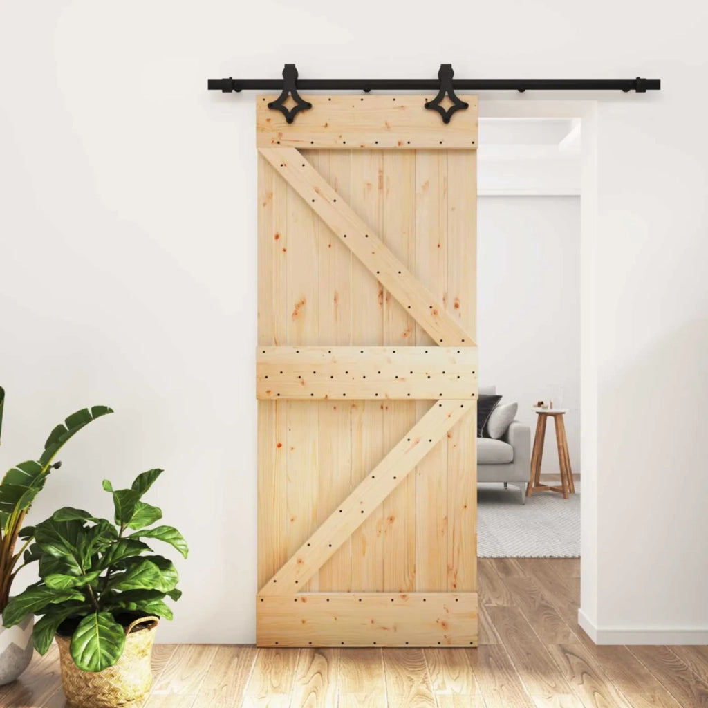 Porta scorrevole Naturale e Nero 85 x 210 cm 3445045